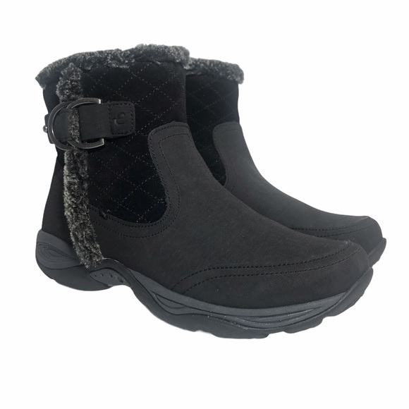 EASY SPIRIT Ember Ankle Boots Weather Resistant Black Leather Side Zip - Picture 13 of 13